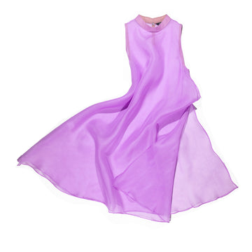 Kaarem Glass Overlap Silk Organza Dress in Purple Silk Organza