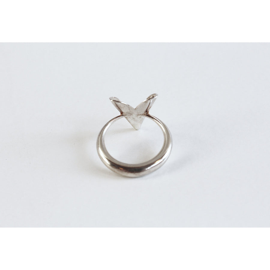 Mirit Weinstock Petite Folded Heart Ring in Silver