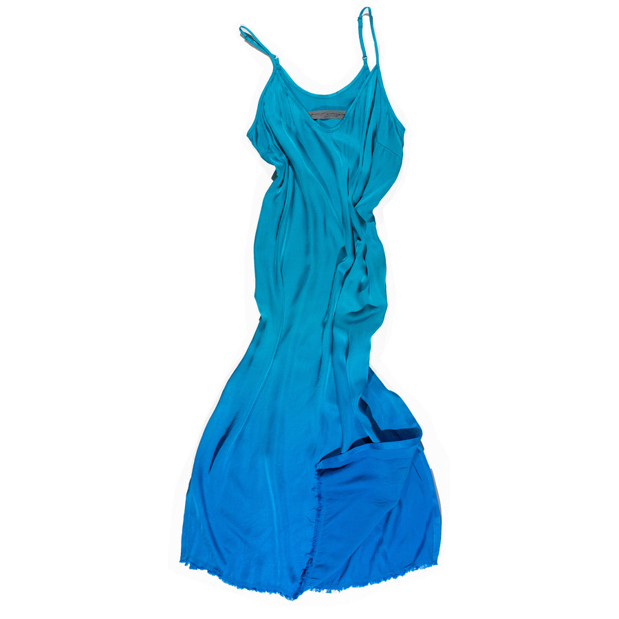 Raquel Allegra Slip Dress in Aqua Dip Dye