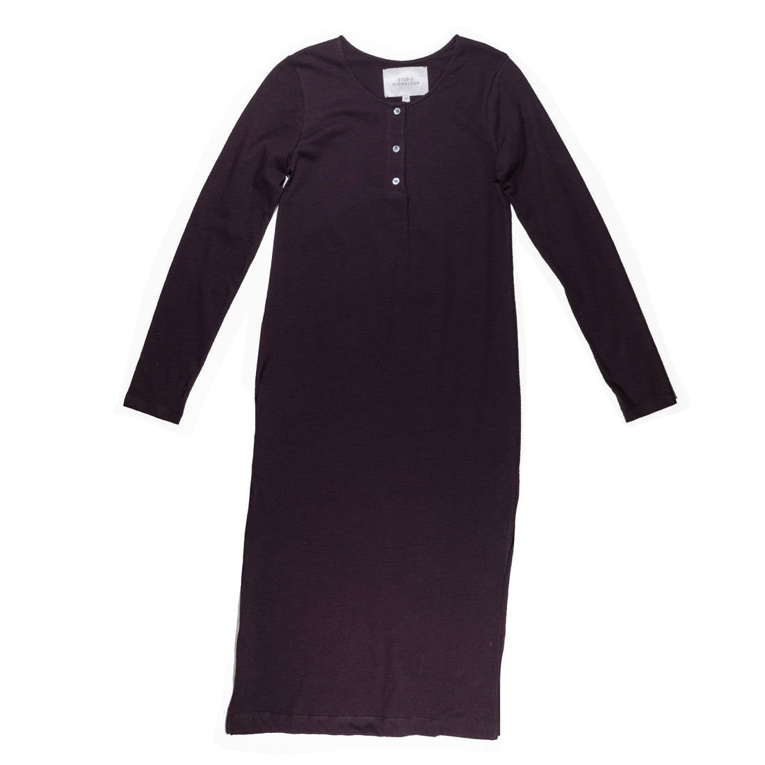 Studio Nicholson Hollis Button Through Jersey Dress in Black Grape